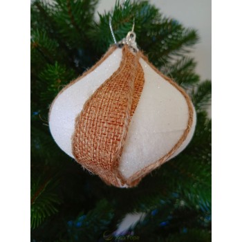 Елочное украшение Юла с декором из ткани Ø80мм, цена за набор 3 шт (SH296)